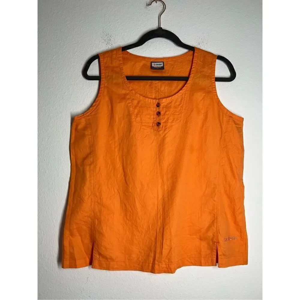 Sherpa tank Top Orange 56% Organic Cotton 44% Linen Size XL EU